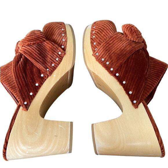 Loeffler Randall Neko Rust Corduroy Stud Clogs Wooden size 6 - Picture 8 of 11